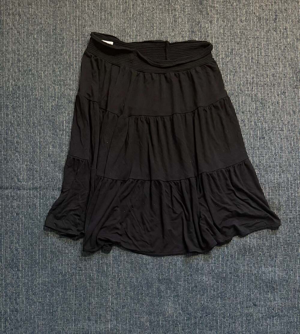 St. John's Bay Women's Black Tiered Smocked Waist Skirt PM